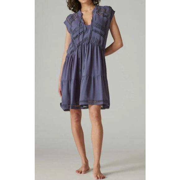 Lucky Brand Dresses & Skirts - Lucky Brand Lace Inset Dress in Nightshadow Blue - Size Large